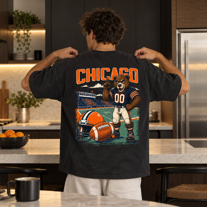Chicago Football Bear Vintage Graphic T-Shirt