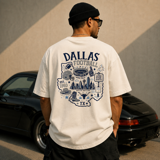 Dallas Football Texas Map Graphic T-Shirt