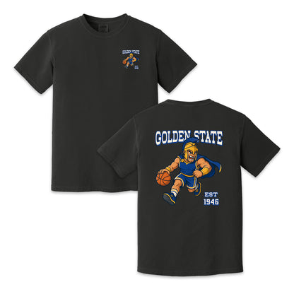 Golden State Warrior Mascot Two-Sided T-Shirt, Retro Basketball Graphic Tee for Sports Fans