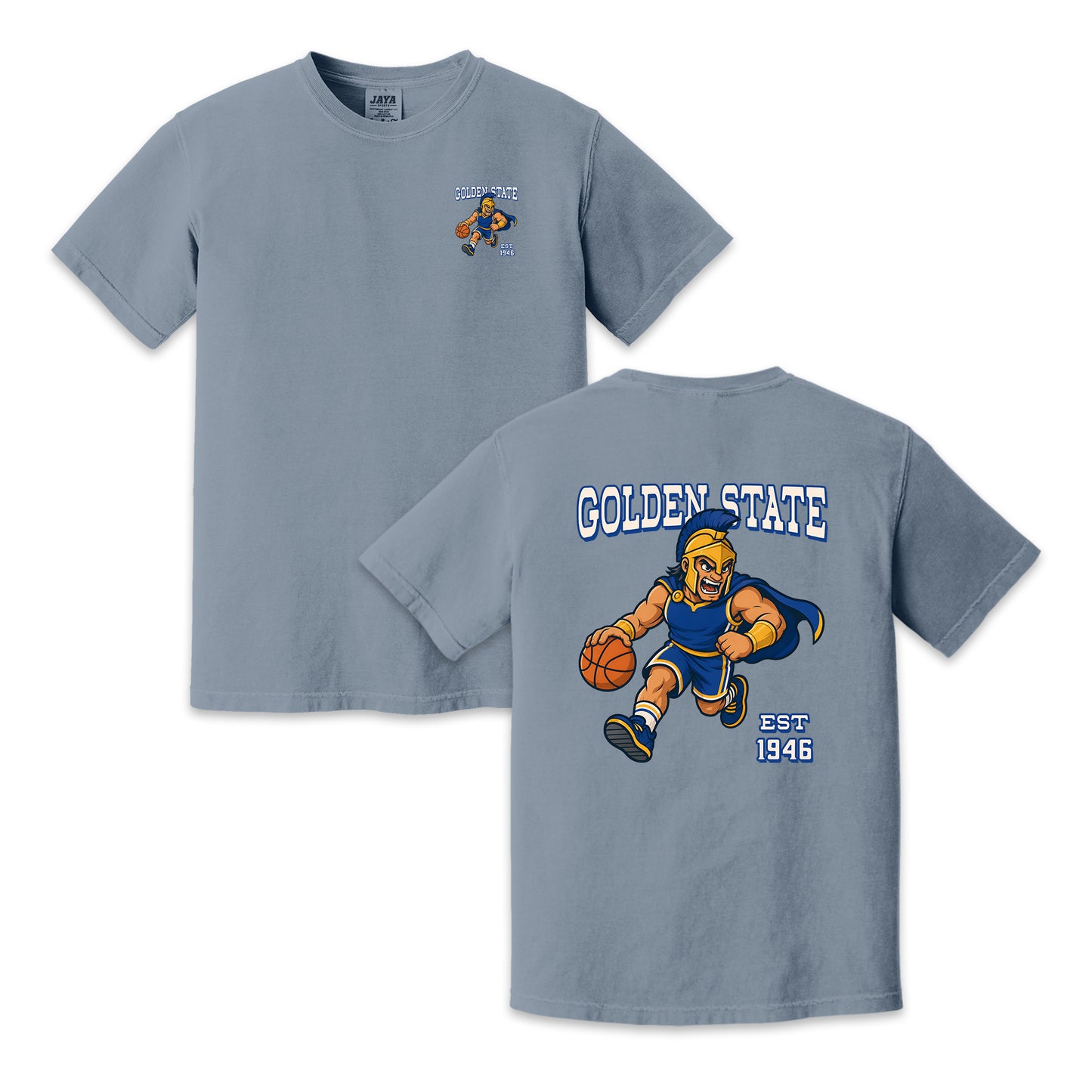 Golden State Warrior Mascot Two-Sided T-Shirt, Retro Basketball Graphic Tee for Sports Fans