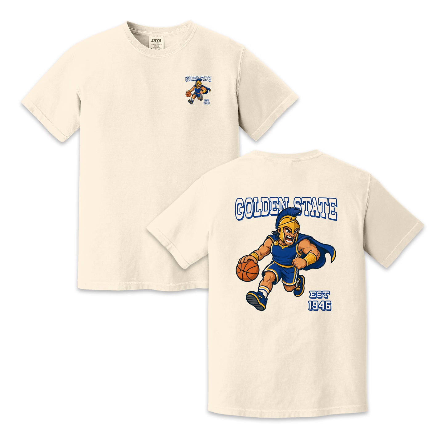 Golden State Warrior Mascot Two-Sided T-Shirt, Retro Basketball Graphic Tee for Sports Fans
