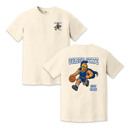 Golden State Warrior Mascot Two-Sided T-Shirt, Retro Basketball Graphic Tee for Sports Fans