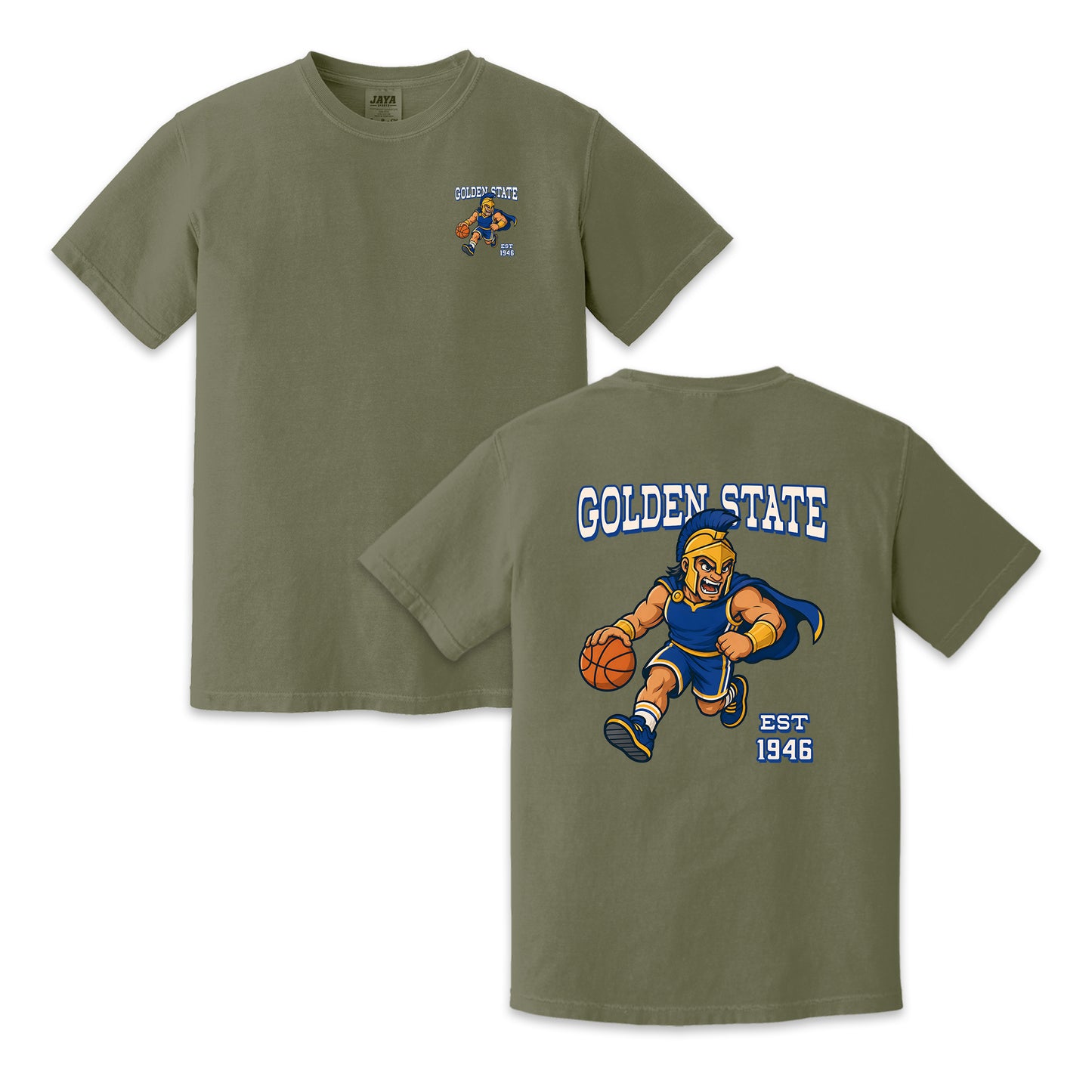 Golden State Warrior Mascot Two-Sided T-Shirt, Retro Basketball Graphic Tee for Sports Fans