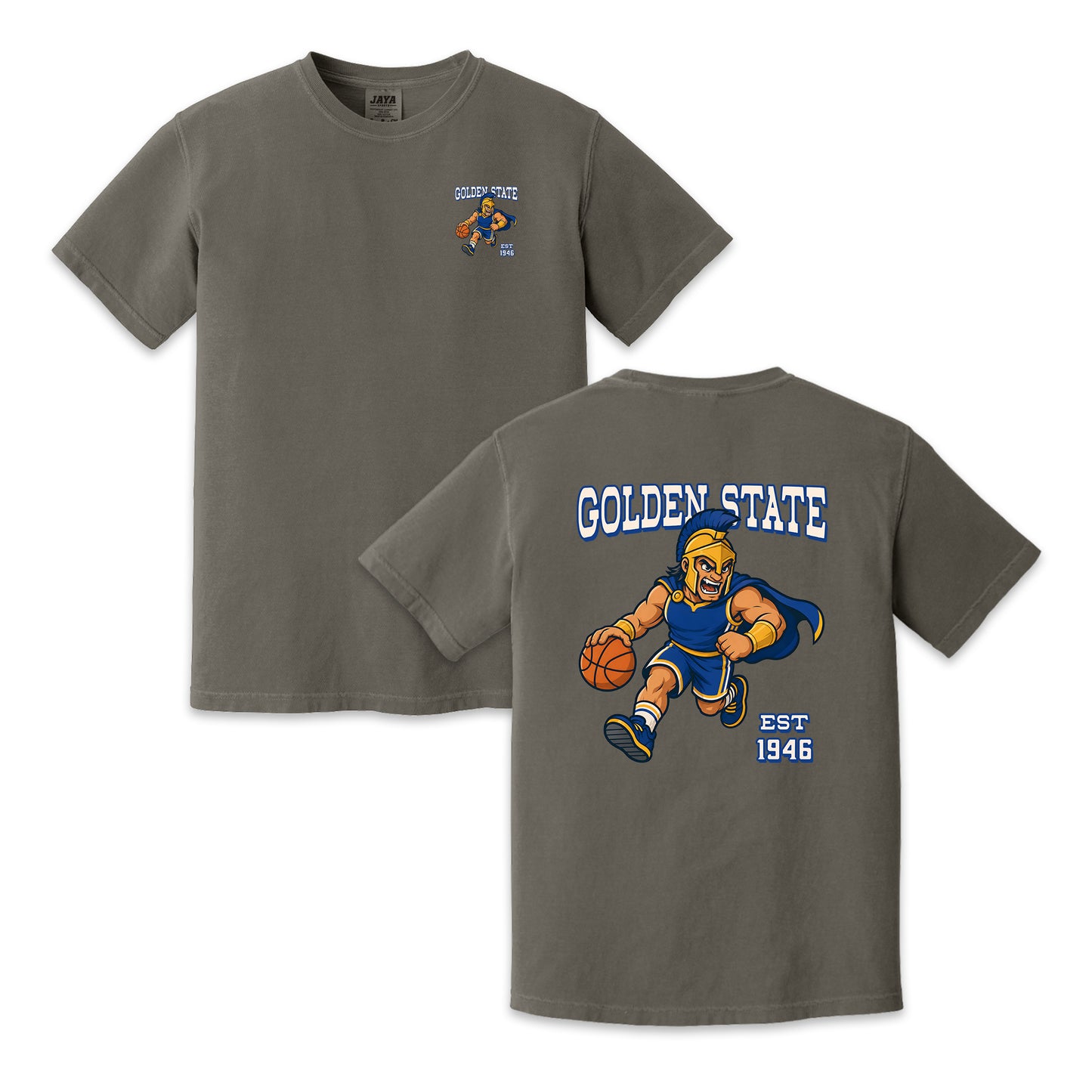 Golden State Warrior Mascot Two-Sided T-Shirt, Retro Basketball Graphic Tee for Sports Fans
