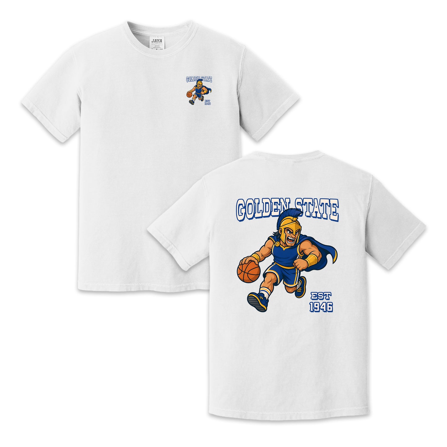 Golden State Warrior Mascot Two-Sided T-Shirt, Retro Basketball Graphic Tee for Sports Fans