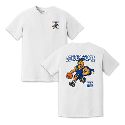 Golden State Warrior Mascot Two-Sided T-Shirt, Retro Basketball Graphic Tee for Sports Fans