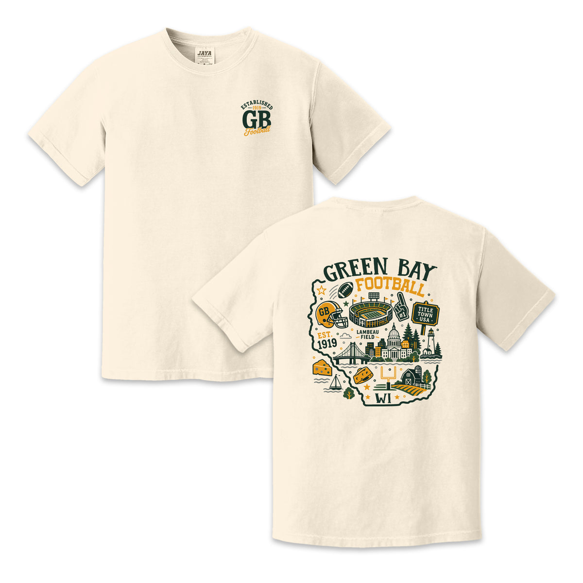 Green Bay Football Wisconsin Map Graphic T-Shirt