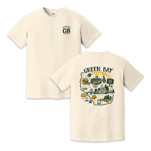 Green Bay Football Wisconsin Map Graphic T-Shirt