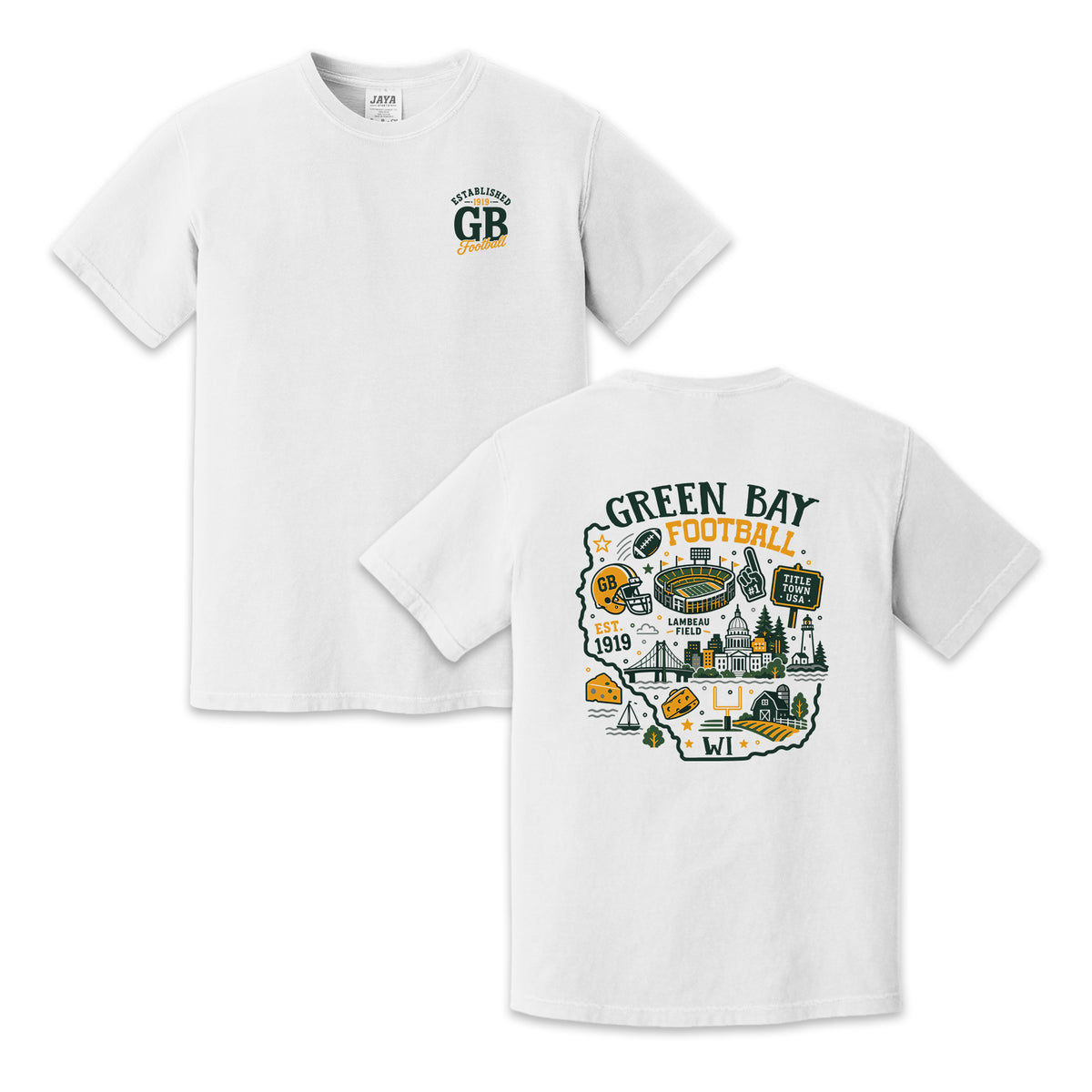 Green Bay Football Wisconsin Map Graphic T-Shirt