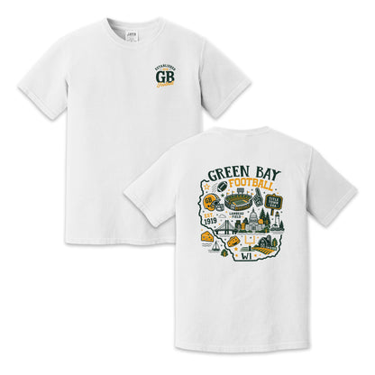 Green Bay Football Wisconsin Map Graphic T-Shirt