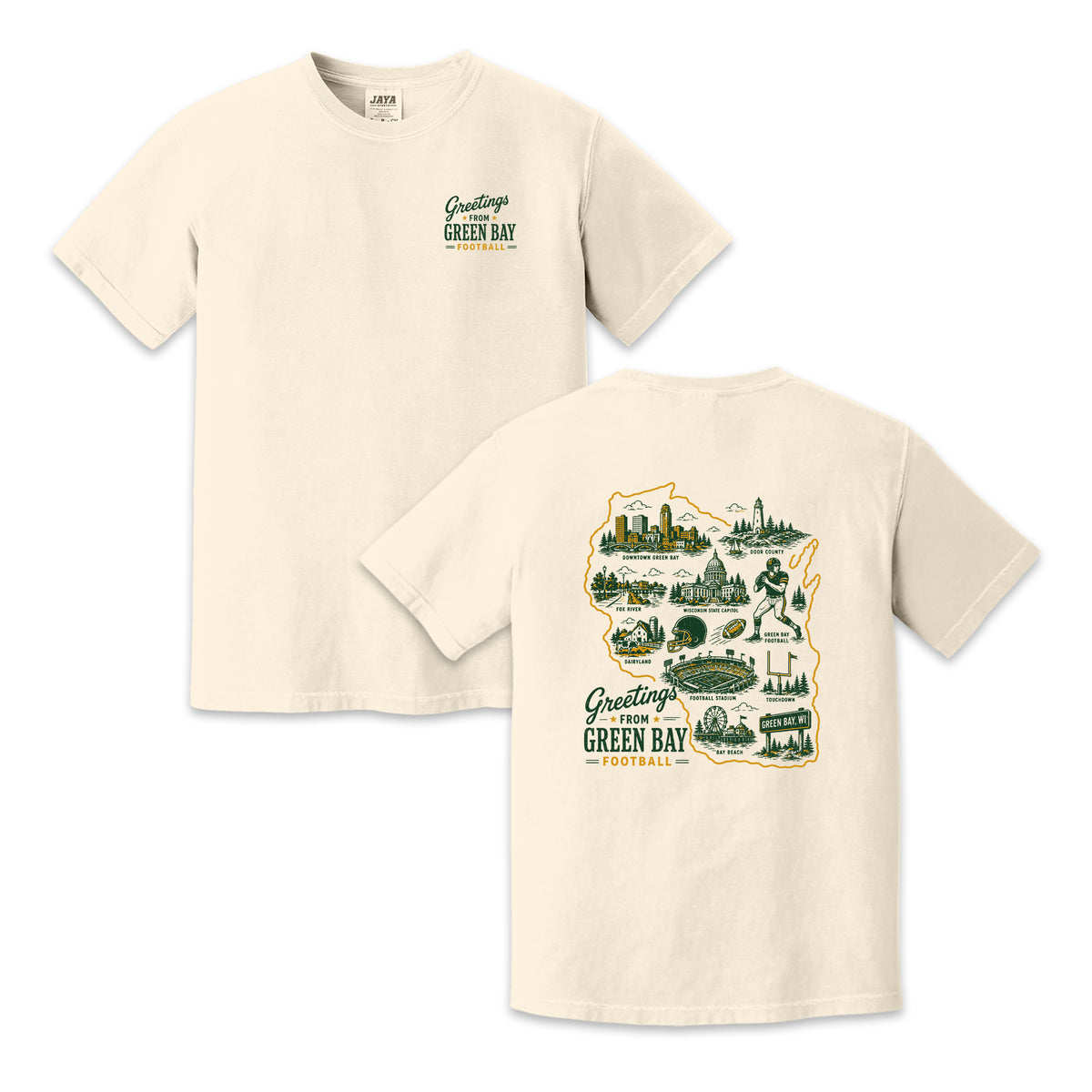 Green Bay Football Wisconsin Map Graphic T-Shirt