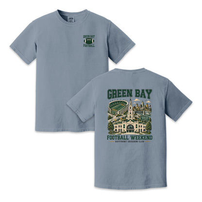 Green Bay Football Weekend Two-Sided Graphic T-Shirt, City Skyline Game Day Design