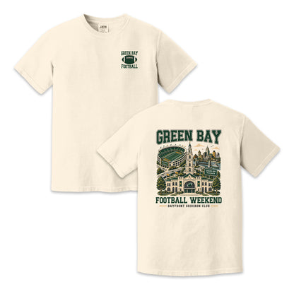 Green Bay Football Weekend Two-Sided Graphic T-Shirt, City Skyline Game Day Design