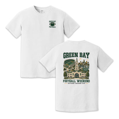 Green Bay Football Weekend Two-Sided Graphic T-Shirt, City Skyline Game Day Design