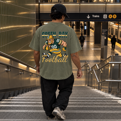 Green Bay Football Player Graphic T-Shirt, Vintage Sports City Tee for Football Fans