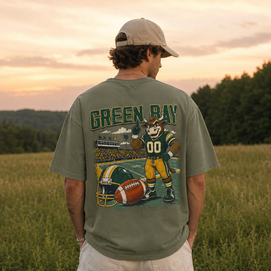 Green Bay Football Mascot Vintage Graphic T-Shirt