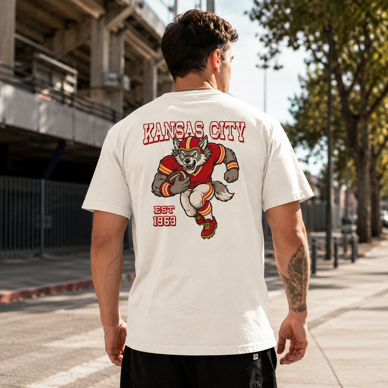 Kansas City Football Wolf Two-Sided Graphic T-Shirt, Retro Game Day Sports Tee, Unisex Football Fan Gift Shirt