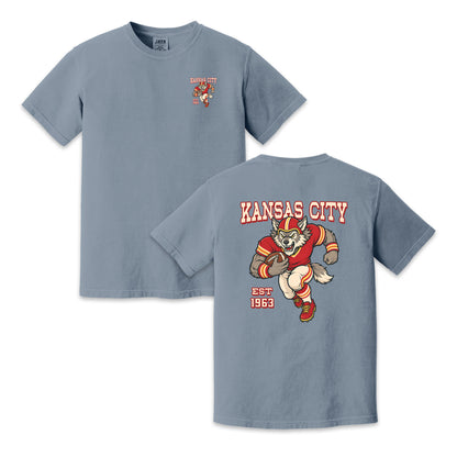 Kansas City Football Wolf Two-Sided Graphic T-Shirt, Retro Game Day Sports Tee, Unisex Football Fan Gift Shirt
