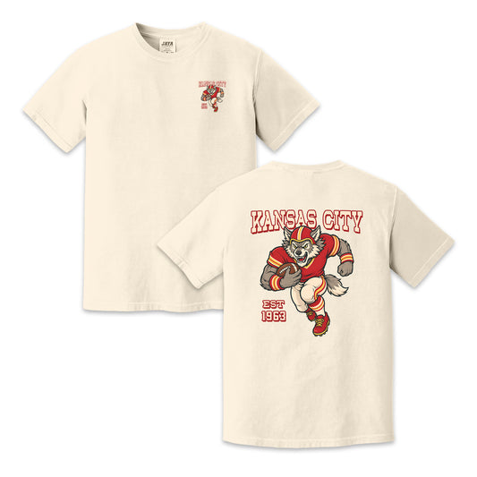 Kansas City Football Wolf Two-Sided Graphic T-Shirt, Retro Game Day Sports Tee, Unisex Football Fan Gift Shirt