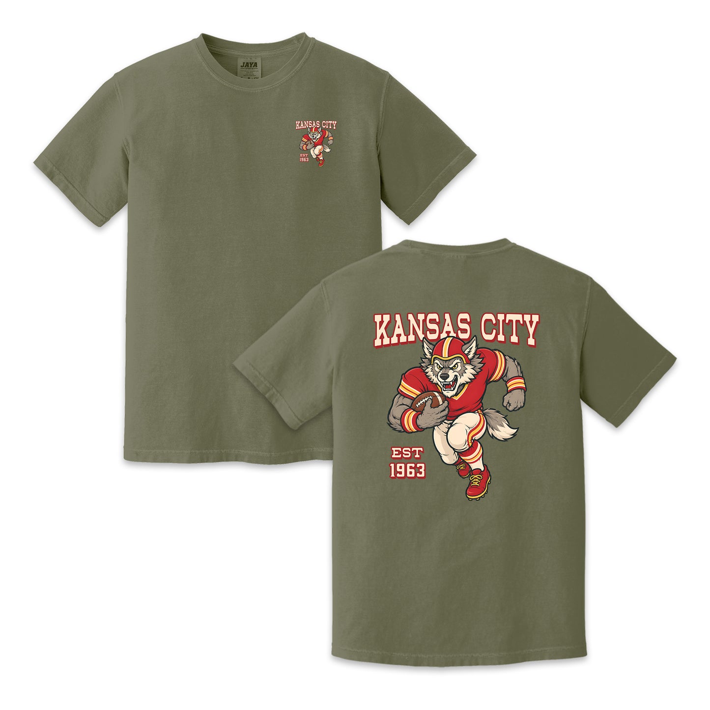 Kansas City Football Wolf Two-Sided Graphic T-Shirt, Retro Game Day Sports Tee, Unisex Football Fan Gift Shirt