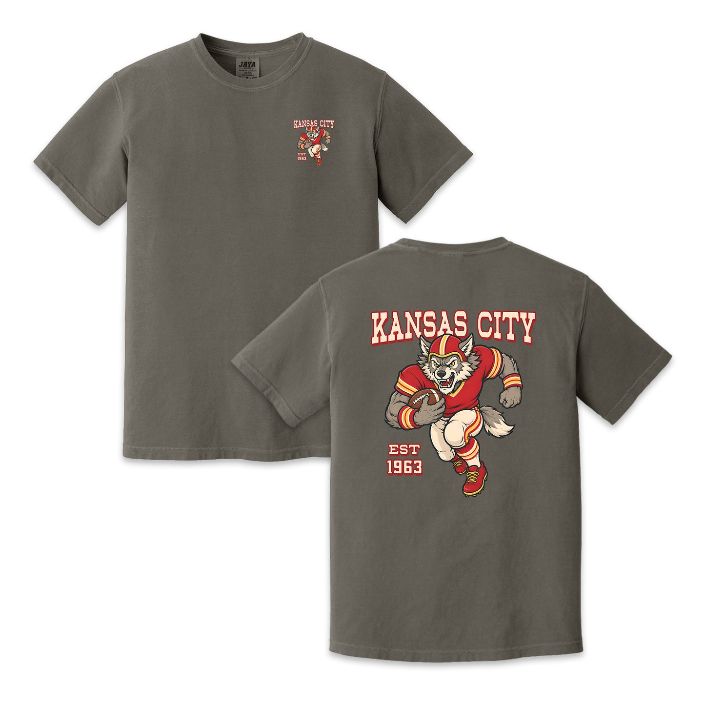 Kansas City Football Wolf Two-Sided Graphic T-Shirt, Retro Game Day Sports Tee, Unisex Football Fan Gift Shirt