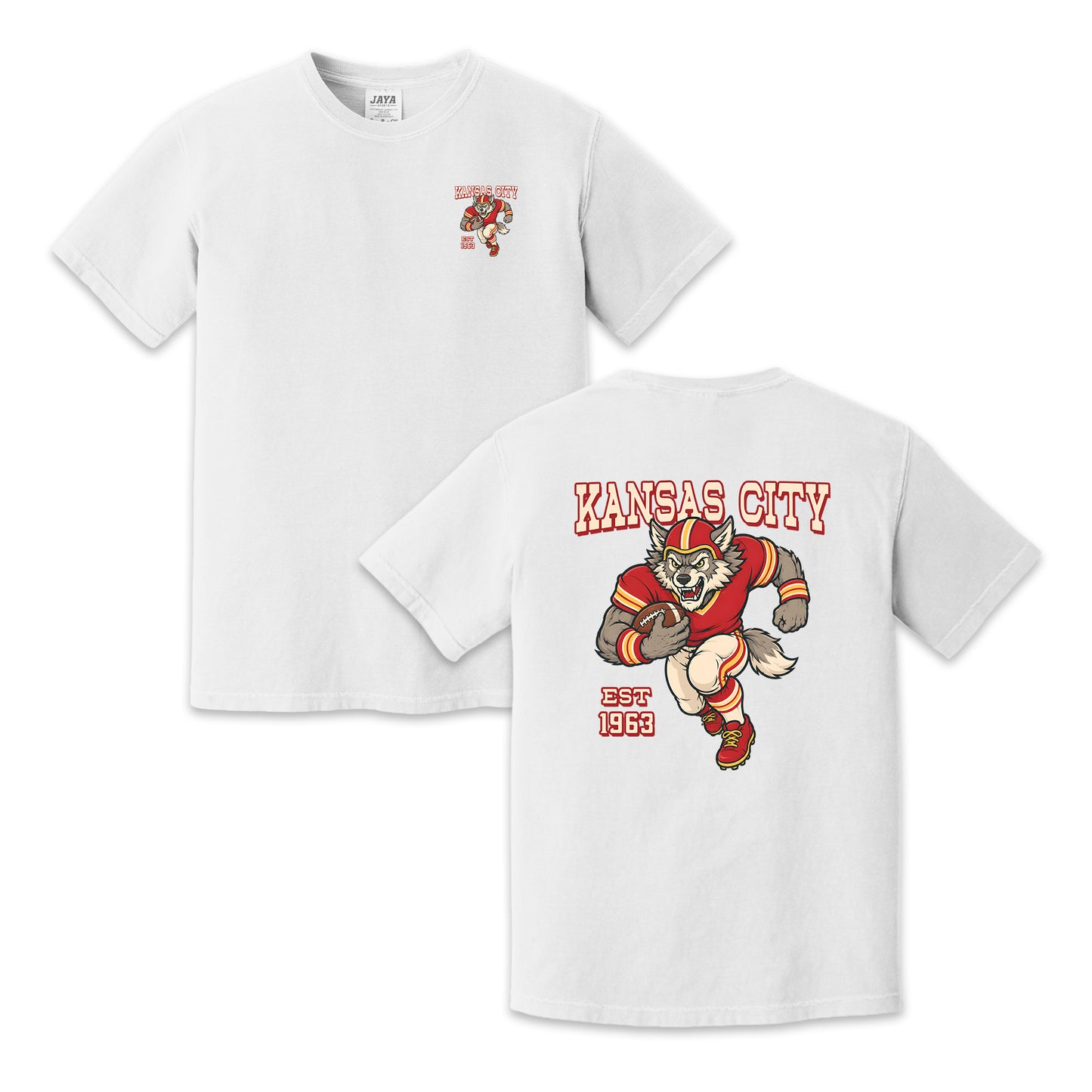 Kansas City Football Wolf Two-Sided Graphic T-Shirt, Retro Game Day Sports Tee, Unisex Football Fan Gift Shirt