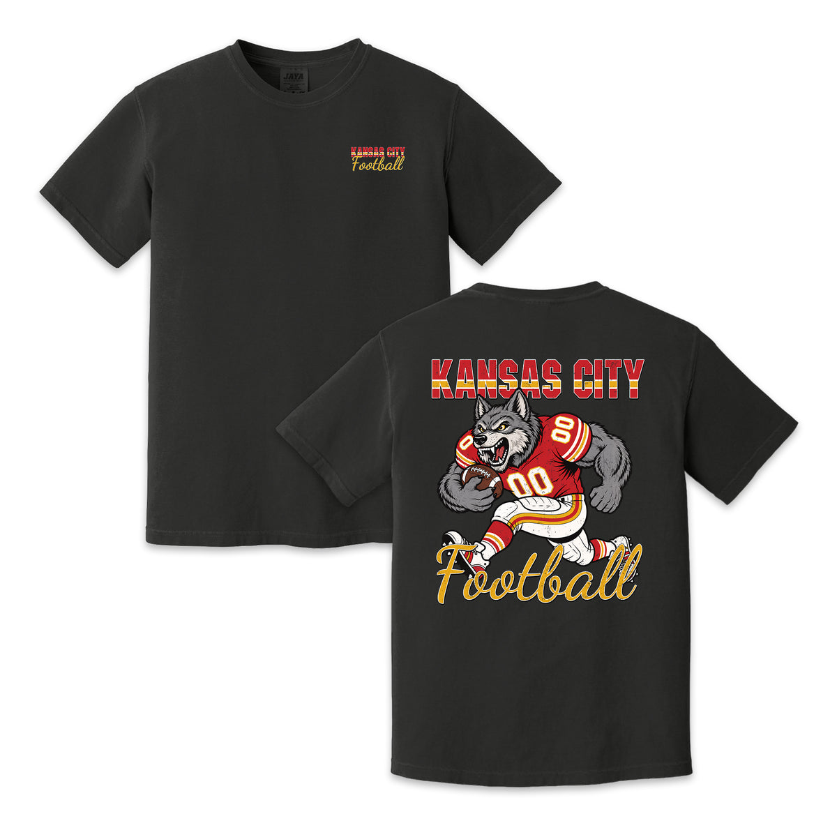 Kansas City Football Wolf Graphic T-Shirt, Vintage Sports City Tee for Football Fans