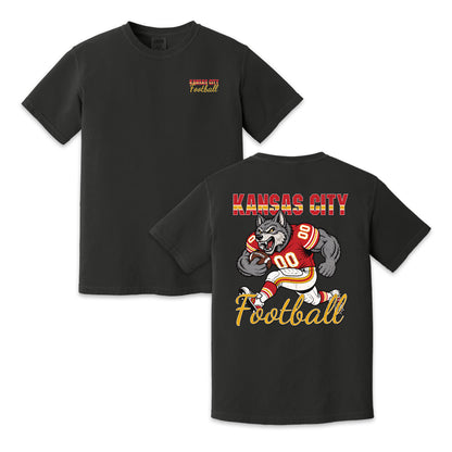 Kansas City Football Wolf Graphic T-Shirt, Vintage Sports City Tee for Football Fans
