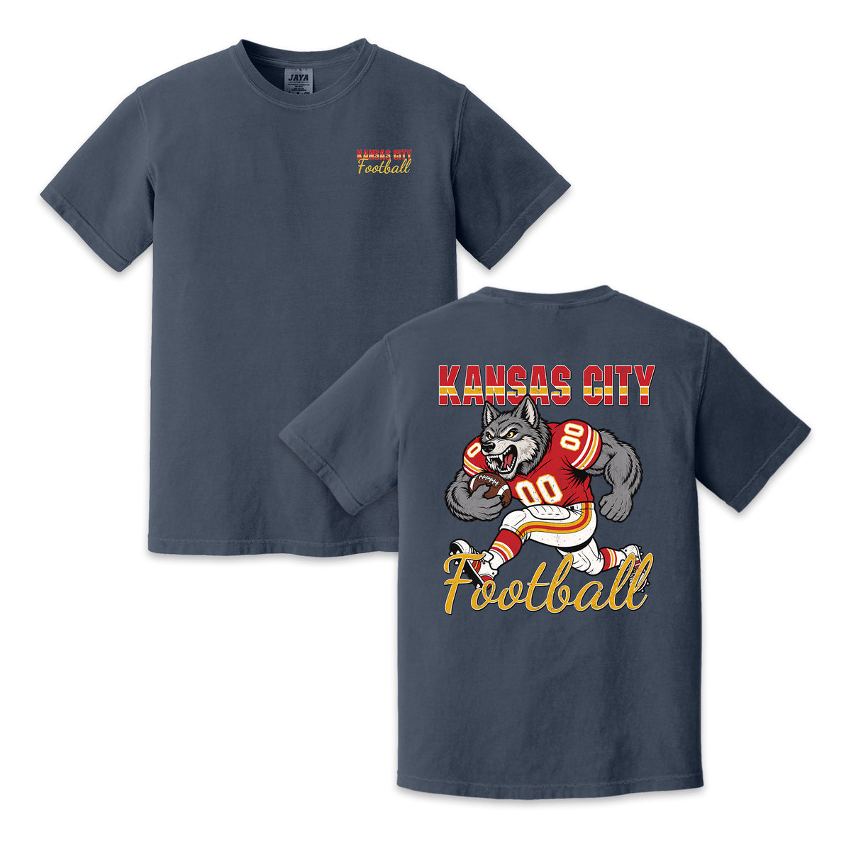 Kansas City Football Wolf Graphic T-Shirt, Vintage Sports City Tee for Football Fans