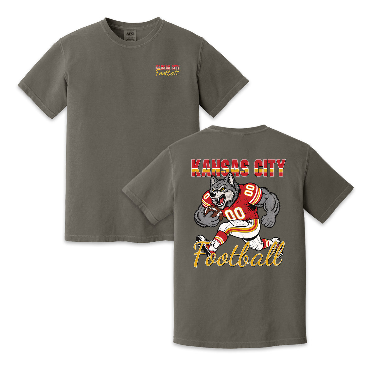 Kansas City Football Wolf Graphic T-Shirt, Vintage Sports City Tee for Football Fans