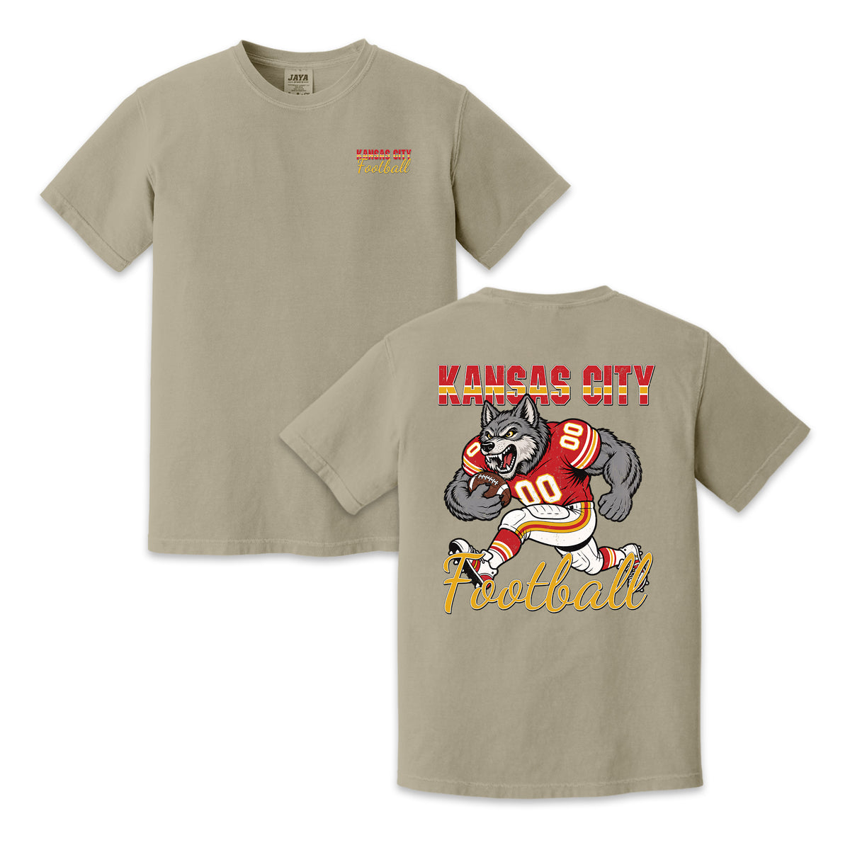 Kansas City Football Wolf Graphic T-Shirt, Vintage Sports City Tee for Football Fans
