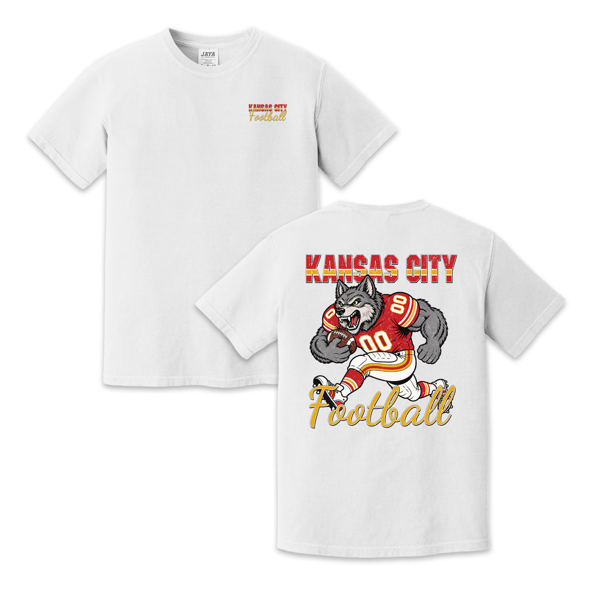 Kansas City Football Wolf Graphic T-Shirt, Vintage Sports City Tee for Football Fans