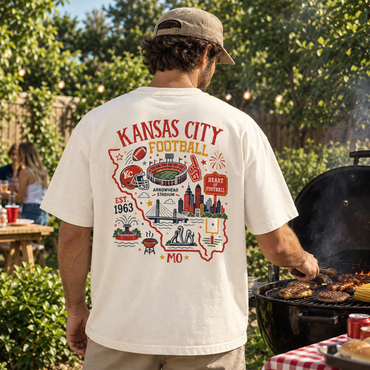 Kansas City Football Missouri Map Graphic T-Shirt