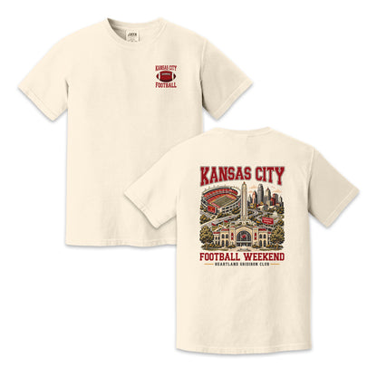 Kansas City Football Two-Sided Graphic T-Shirt – City Skyline Stadium Game Day Tee