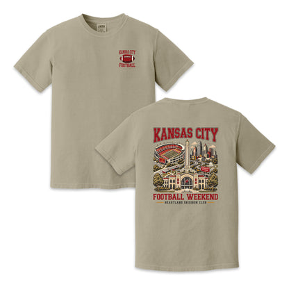 Kansas City Football Two-Sided Graphic T-Shirt – City Skyline Stadium Game Day Tee