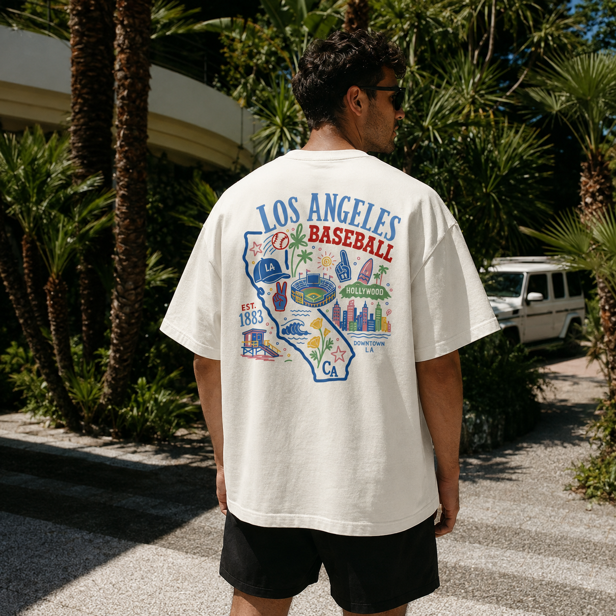 Los Angeles Baseball California Map T-Shirt
