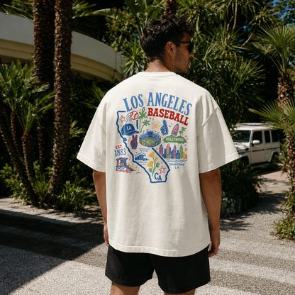 Los Angeles Baseball California Map T-Shirt