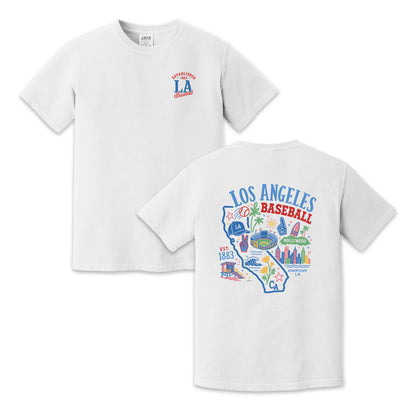 Los Angeles Baseball California Map T-Shirt