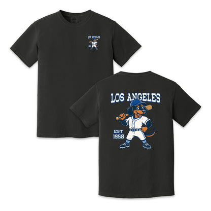 Los Angeles Baseball Two-Sided T-Shirt, Retro Dog Mascot Graphic Tee for Baseball Fans