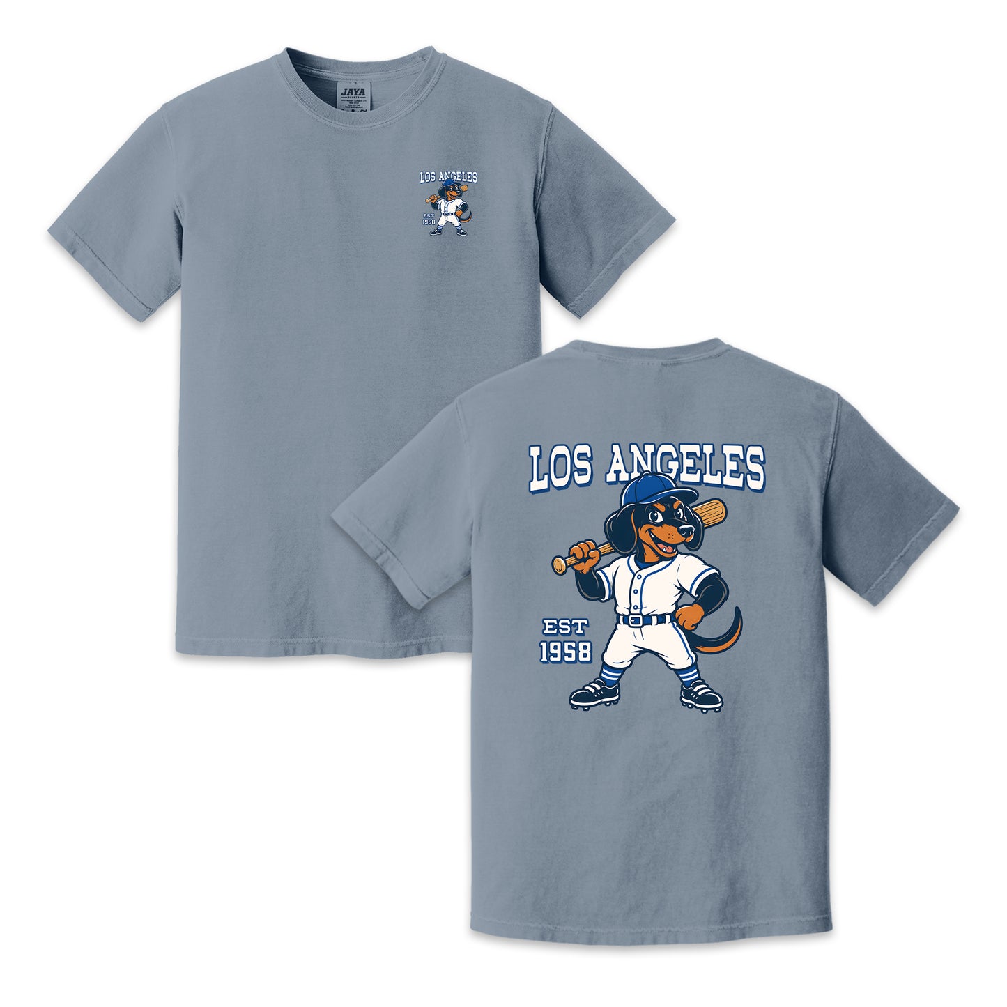 Los Angeles Baseball Two-Sided T-Shirt, Retro Dog Mascot Graphic Tee for Baseball Fans