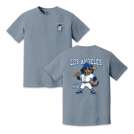 Los Angeles Baseball Two-Sided T-Shirt, Retro Dog Mascot Graphic Tee for Baseball Fans