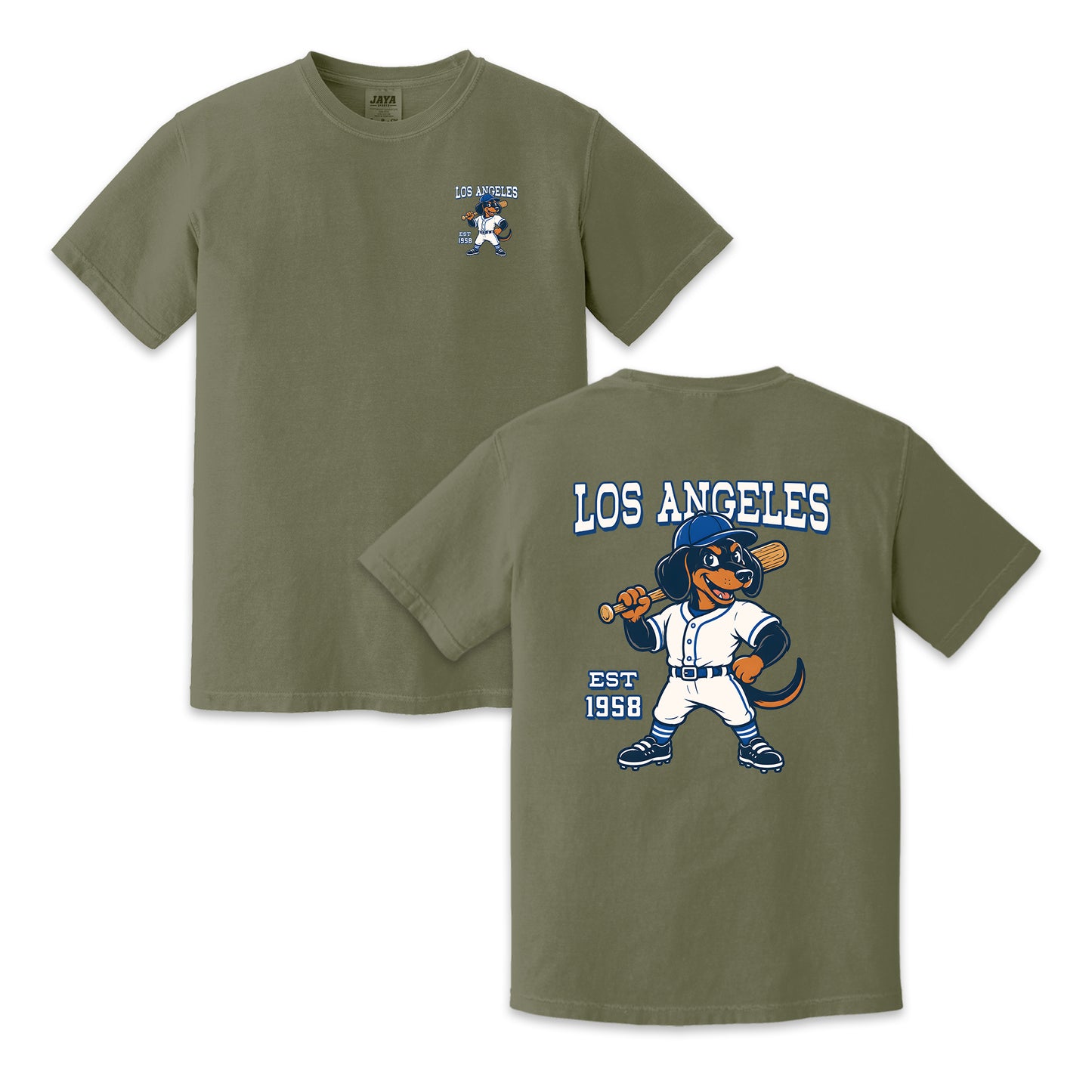 Los Angeles Baseball Two-Sided T-Shirt, Retro Dog Mascot Graphic Tee for Baseball Fans