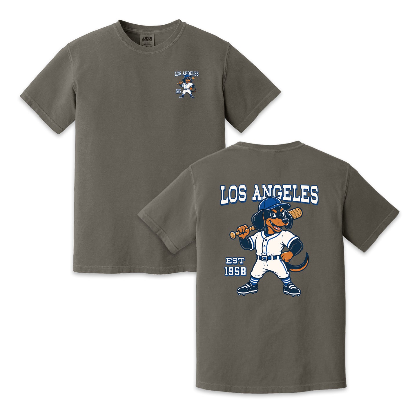 Los Angeles Baseball Two-Sided T-Shirt, Retro Dog Mascot Graphic Tee for Baseball Fans