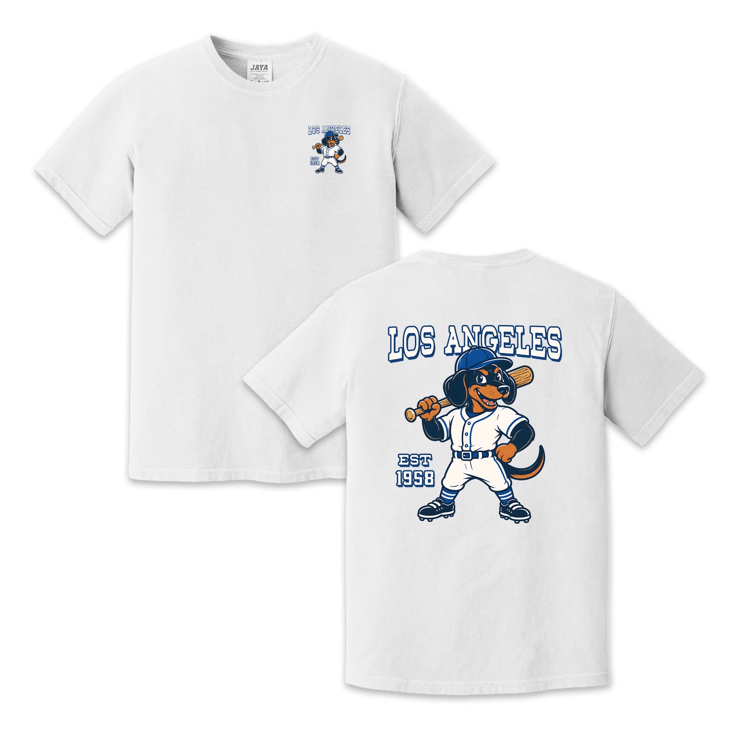 Los Angeles Baseball Two-Sided T-Shirt, Retro Dog Mascot Graphic Tee for Baseball Fans
