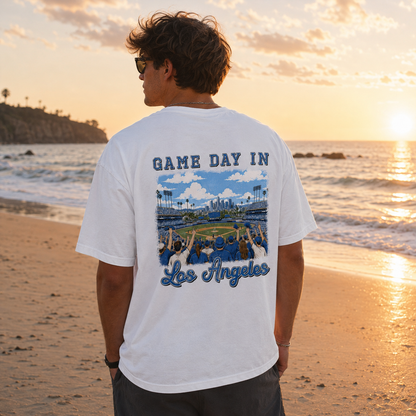 Vintage Los Angeles Baseball Game Day Stadium Crowd T-Shirt