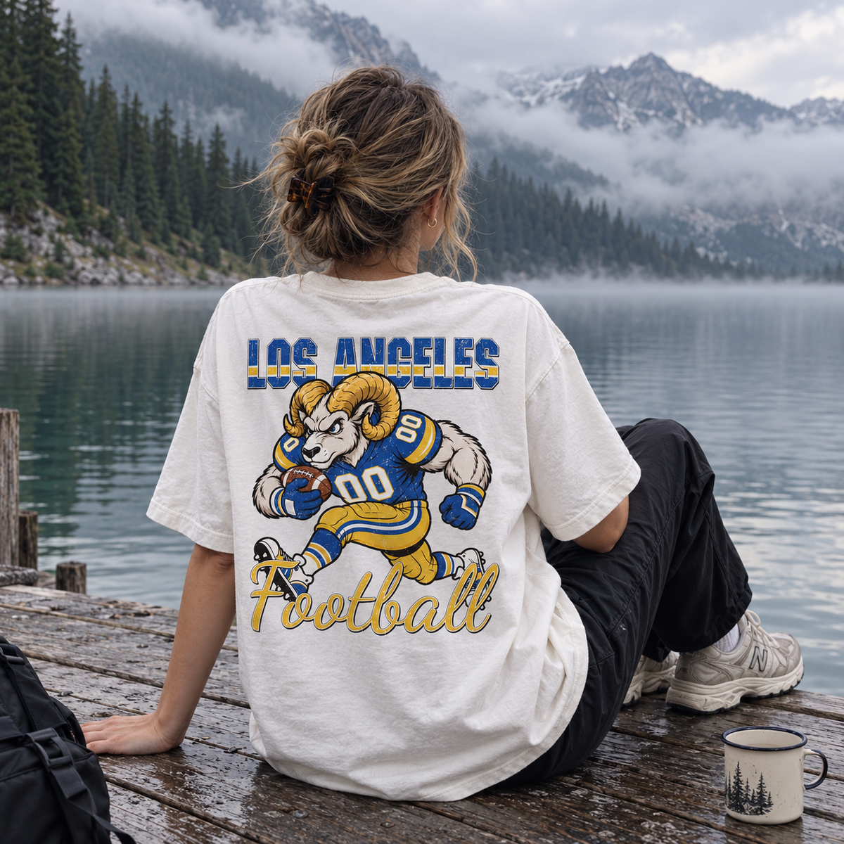 Los Angeles Football Ram Graphic T-Shirt, Vintage Sports City Tee for Football Fans