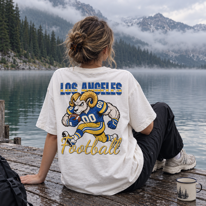 Los Angeles Football Ram Graphic T-Shirt, Vintage Sports City Tee for Football Fans