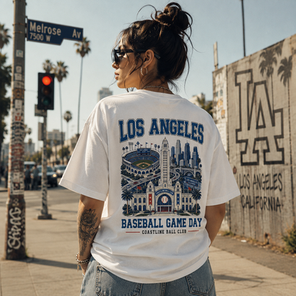Los Angeles Baseball Game Day Two Sided T-Shirt