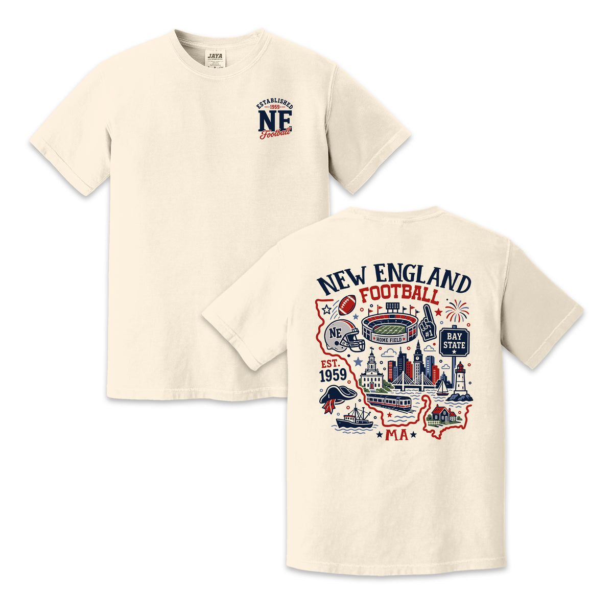 New England Football Massachusetts Map Graphic T-Shirt
