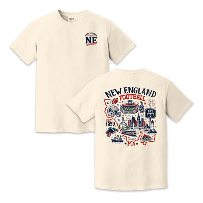 New England Football Massachusetts Map Graphic T-Shirt